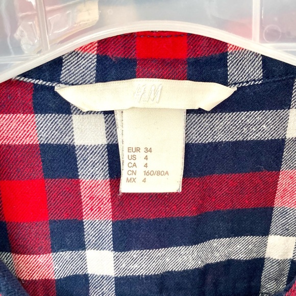 Womens Classic Long-Sleeve Light Plaid Flannel Shirt - Red-White-Blue - US 4 - Picture 5 of 6